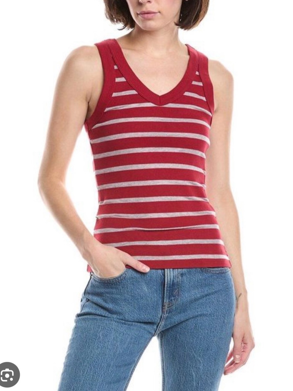 NWT Michael Stars Maya Stripe V-Neck Tank